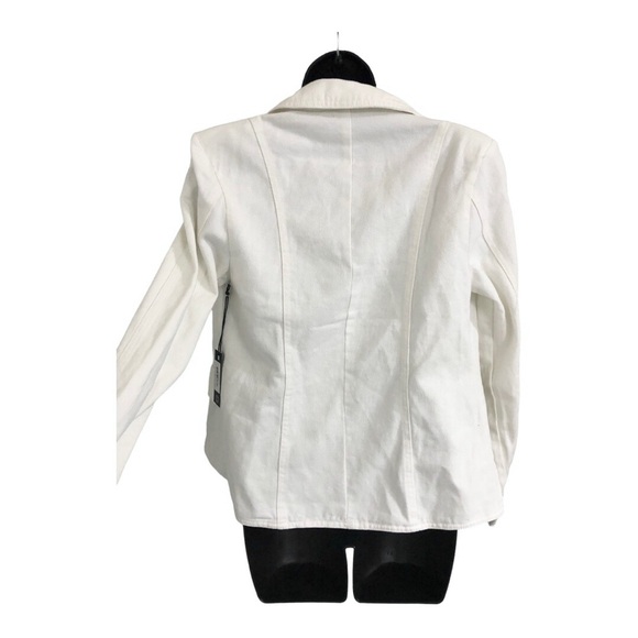 White stretch denim double breasted military style jean‎ jacket size medium new - Picture 6 of 16